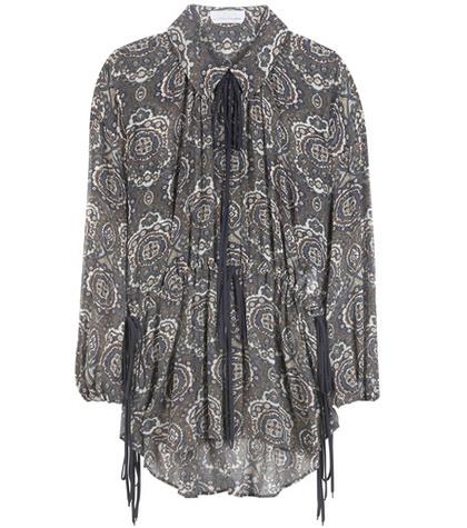 Chlo Printed Crepon Silk Blouse
