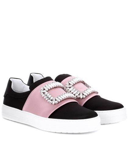 Saint Laurent Sneaky Viv Embellished Satin Slip-on Sneakers