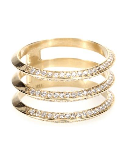 Loro Piana 18kt Yellow Gold Triple Disc Ring With White Diamonds