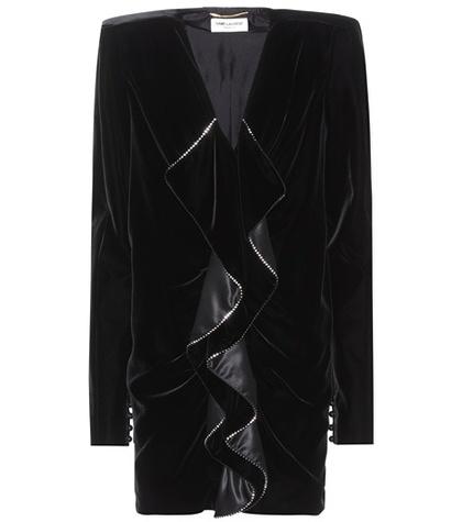 Saint Laurent Embellished Velvet Minidress