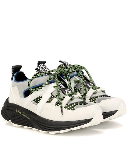 Ganni Tech Leather-trimmed Sneakers