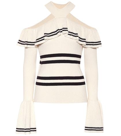 Self-portrait Cotton And Wool-blend Top