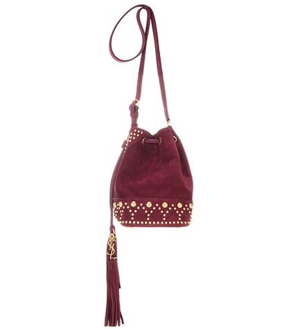 Saint Laurent Small Y Studs Suede Bucket Bag