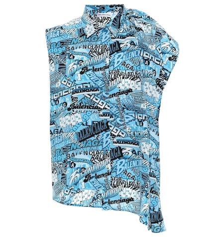 Balenciaga Logo Silk Crêpe Top