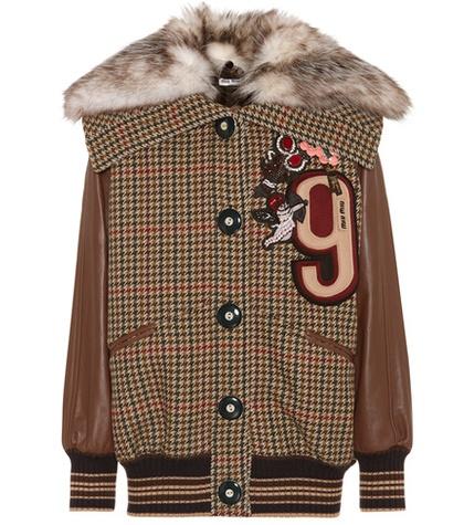 Miu Miu Fur-trimmed Wool And Leather Jacket