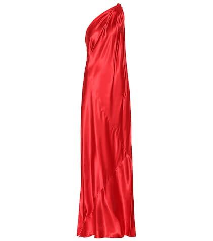 Saint Laurent One-shoulder Satin Gown