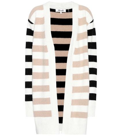 Diane Von Furstenberg Striped Angora-blend Cardigan