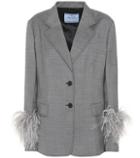 Prada Feather-trimmed Wool Blazer
