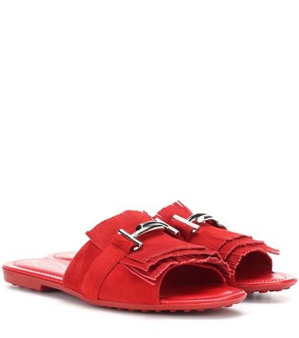 Tod's Double T Suede Slides