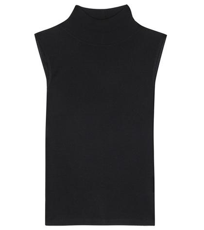 T By Alexander Wang Sleeveless Ribbed Wool Turtleneck