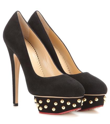 Charlotte Olympia Dolly Studs Embellished Suede Pumps