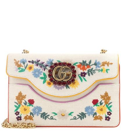 Gucci Embroidered Canvas Shoulder Bag