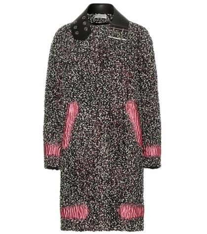 Saint Laurent Leather-trimmed Wool-blend Bouclé Coat