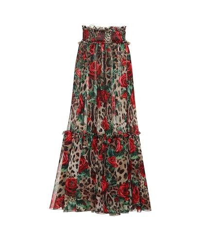 Dolce & Gabbana Leopard Floral Silk Skirt Pants