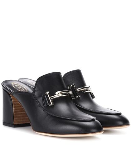 Brunello Cucinelli Double T Leather Mules