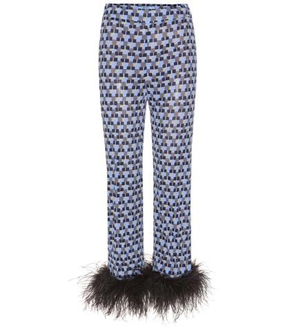 Prada Printed Feather-trimmed Trousers