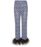 Prada Printed Feather-trimmed Trousers
