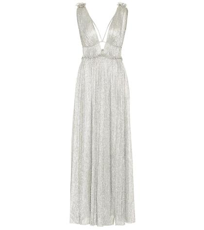 Jonathan Simkhai Plissé Lamé Maxi Dress