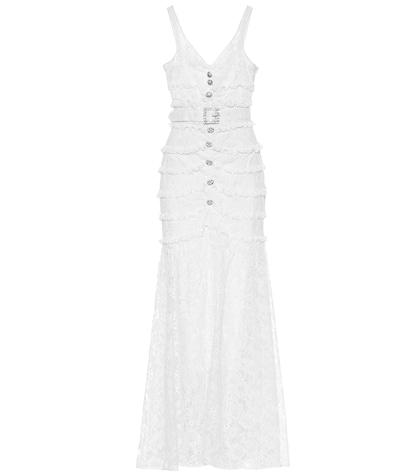 Alessandra Rich Embellished Cotton-blend Lace Dress