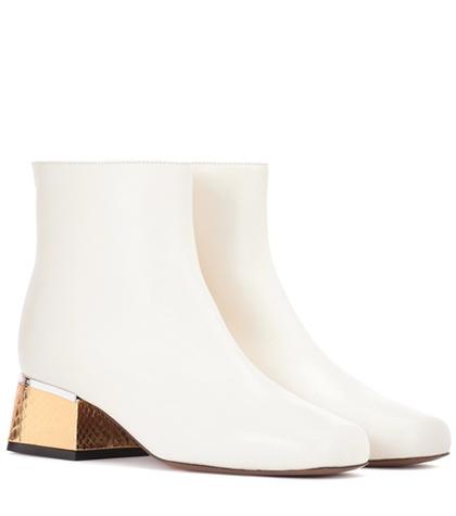 Marni Snakeskin-trimmed Leather Ankle Boots