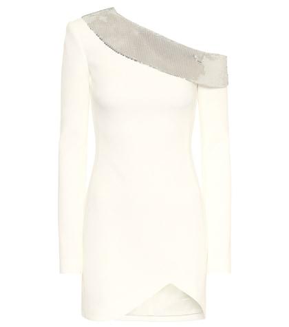 David Koma Sequined Cady One-shoulder Minidress