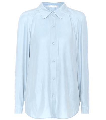 Frame Slit Sleeve Silk Shirt