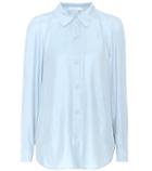 Frame Slit Sleeve Silk Shirt
