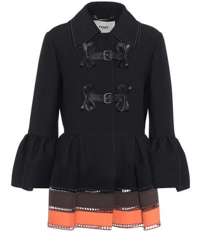 Fendi Leather-trimmed Wool And Silk Jacket