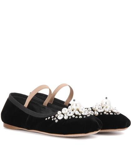 Current/elliott Embellished Velvet Ballerinas