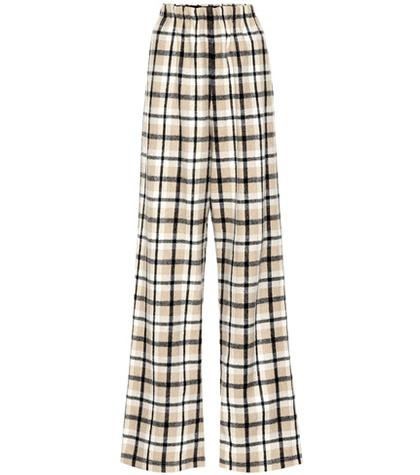 Stuart Weitzman Checked Wool-blend Wide-leg Pants