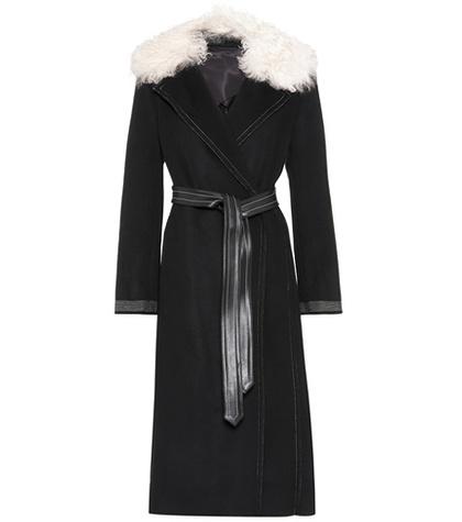 Valentino Fur And Leather-trimmed Wool And Cashmere Coat