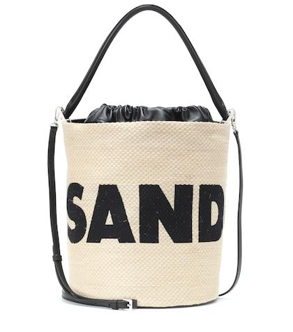 Jil Sander Leather And Raffia Bucket Bag
