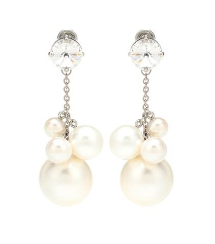 Miu Miu Faux Pearl And Crystal Earrings
