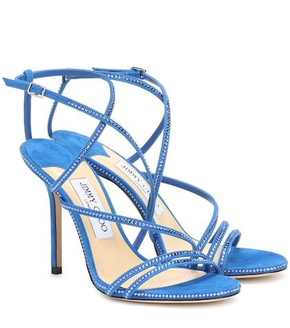 Jimmy Choo Dudette 100 Embellished Suede Sandals