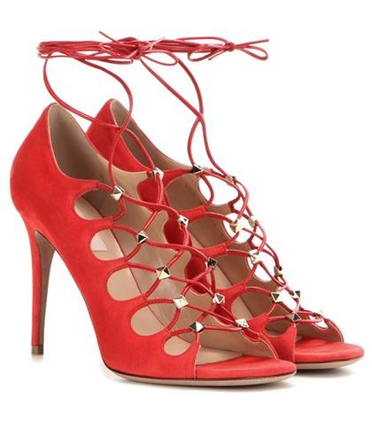 Valentino Valentino Garavani Rockstud Suede Lace-up Sandals