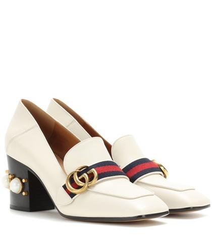 Gucci Embellished Leather Loafer Pumps