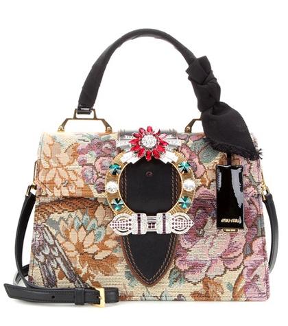 Miu Miu Crystal-embellished Jacquard Tote