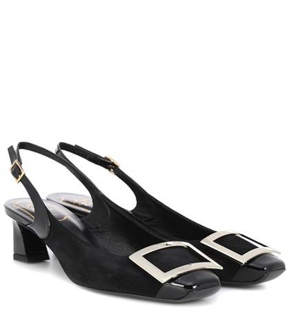 Alexander Mcqueen Leather And Suede Slingback Pumps