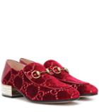 Gucci Gg Embellished Velvet Loafers