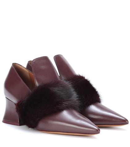 Givenchy Mink Fur-trimmed Leather Pumps