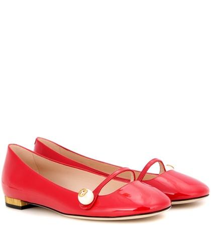 Gucci Embellished Patent Leather Ballerinas