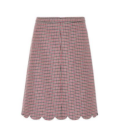 Redvalentino Checked Wool And Silk-blend Skirt