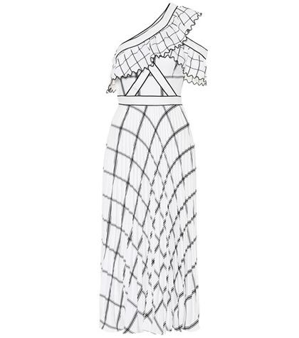 Self-portrait Checked Crêpe Maxi Dress