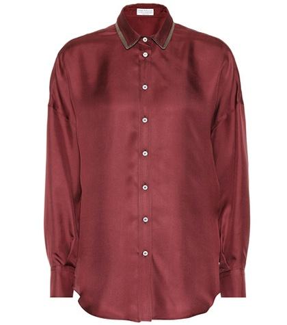 Brunello Cucinelli Embellished Silk Shirt