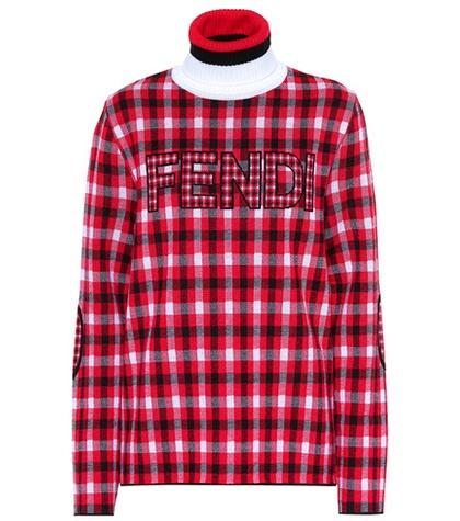 S Max Mara Plaid Wool Turtleneck Sweater