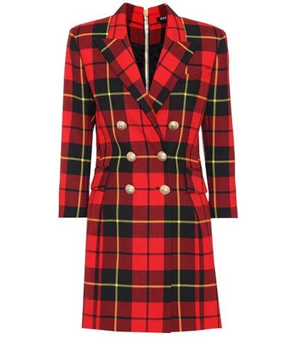 Balmain Plaid Wool Dress