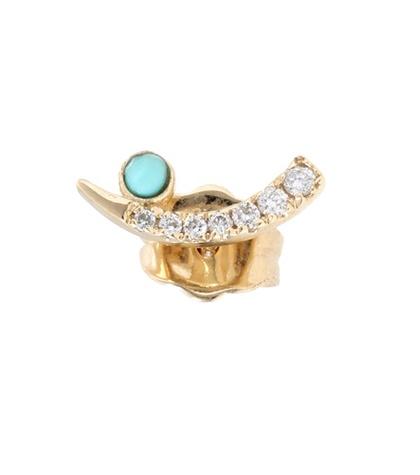 Sydney Evan Tusk 14kt Yellow Gold Turquoise And Diamond Earrings