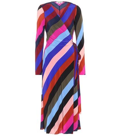 Diane Von Furstenberg Striped Silk Wrap Dress