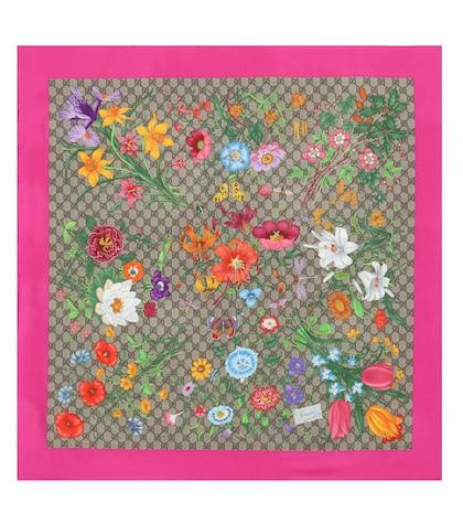 Gucci Gg Flora Printed Silk Scarf