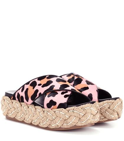 Saint Laurent Calf Hair Platform Sandals
